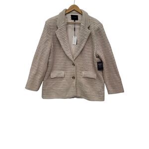 Jlux Label Blazer Jacket Cream Knit Women's Size XXL NWT